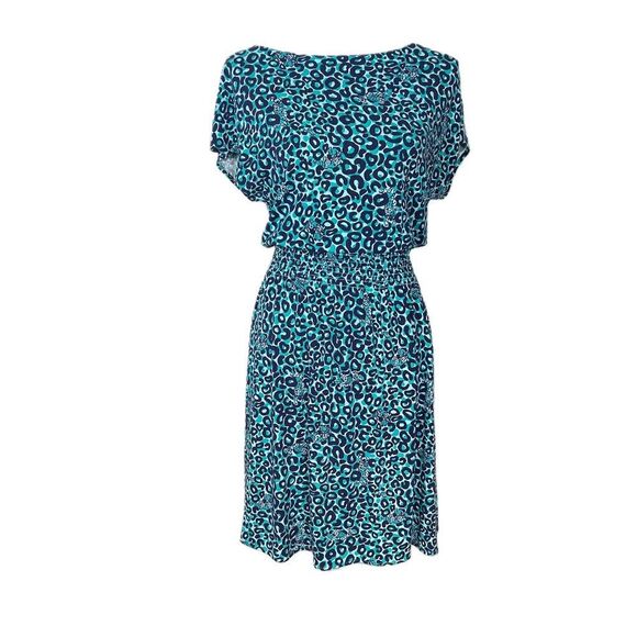 Lilly Pulitzer My Favorite Spot Teal and Navy Leopard Print Dress - Picture 1 of 3